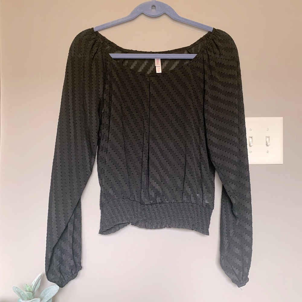 Xhilaration Women’s Sheer Blouse - black - size L